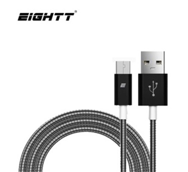 [111893] Eightt - Cable USB a MicroUSB 1.0M - Trenzado de Nylon - Color Negro