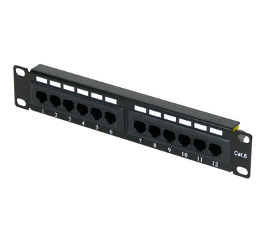 [111878] Panel de parcheo para rack 10" - 12 puertos UTP Cat6 - 1U - Negro