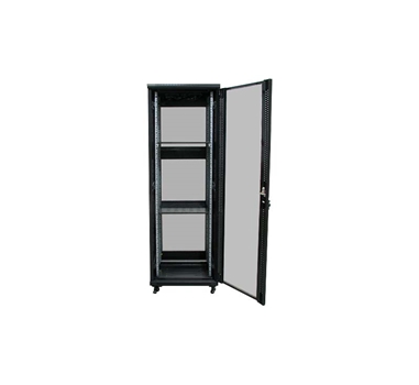 [111751] Armario rack suelo 19" PHASAK-PRO 32U 600x600 negro, 2 bandejas fijas+Ventilación X4-12" + Regleta X6 - Montado (INCLUYE MONTAJE Y PORTES)