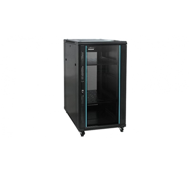 [111743] Armario rack suelo 19" PHASAK-PRO 22U 600x1000 negro, 2 bandejas fijas+Ventilación X4-12" + Regleta X6 (INCLUYE MONTAJE Y PORTES)