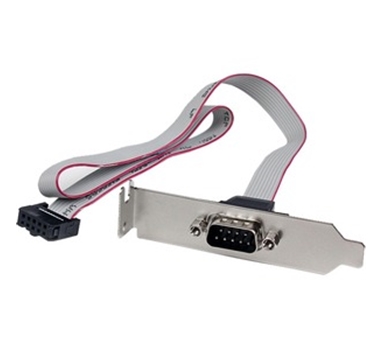 [111265] StarTech.com Adaptador de 0.4m Header Cabezal Bracket Serie Serial DB9 RS232 a IDC 10 Pines Placa Base Perfil Bajo - 1 x DB-9 Macho En Serie - 1 x IDC Hembra - Gris
