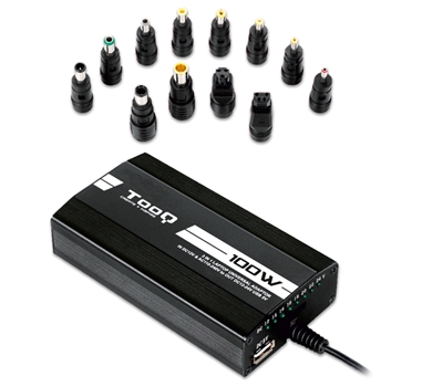 [111060] TooQ - Cargador de portatil universal TQLC-100BS01M - 100W - 3en1 - 1xUSB - 12 Conectores - Selector manual 12-24v