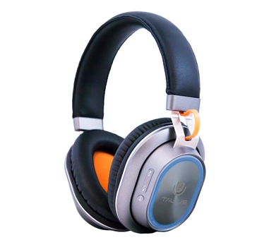 [109513] Talius - Auriculares HPH-5004BT - Formato diadema - Bluetooth - Manos libres - Botones de control - Iluminacion LED - MiniJack - Puerto de carga MicroUSB - Color Gris y Naranja