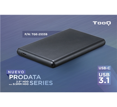 [108969] Tooq - TQE-2533B - Caja externa 2,5" SATA III a USB-C / 3.1