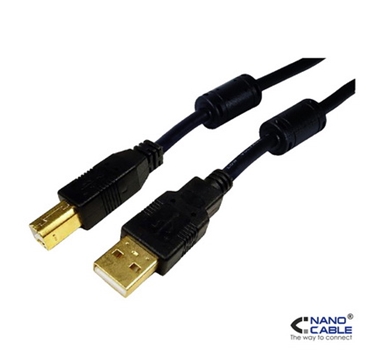 [106660] Nanocable - Cable USB 2.0 Impresora con ferrita A/M-B/M negro 5m