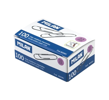 [125027] MILAN CLIPS NIQUELADOS 33MM - CAJA DE 100U