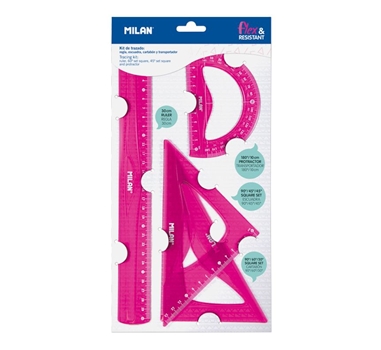 [123822] MILAN KIT DE 4 REGLAS FLEX&RESISTANT ROSA TRANSLUCIDO