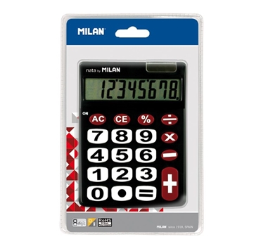 [122909] MILAN CALCULADORA NEGRO 8 DIGITOS DUAL BLISTER