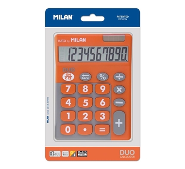 [122907] MILAN CALCULADORA DUO 10 DIGITOS DUAL BLISTER NARANJA
