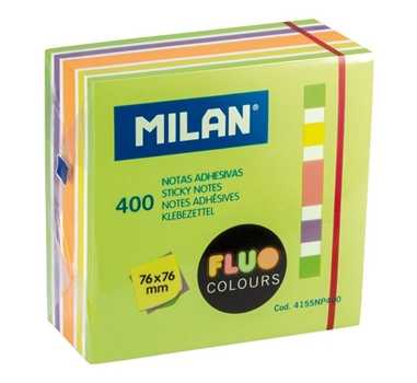 [122902] MILAN BLOC NOTAS ADHESIVAS 400 HOJAS 76X76 FLUOR VERDE/NARANJA
