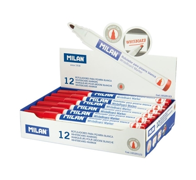 [122883] MILAN ROTULADOR PIZARRA BLANCA ROJO - PUNTA REDONDA 3.7MM - 12 UNIDADES