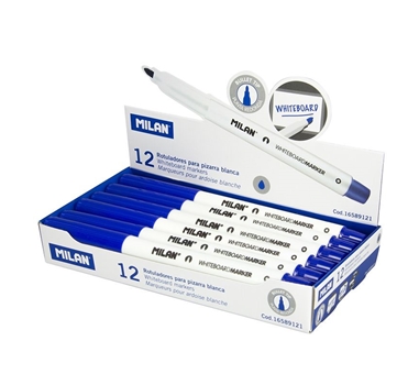[122881] MILAN ROTULADOR PIZARRA BLANCA AZUL - PUNTA REDONDA 3.7MM - 12 UNIDADES