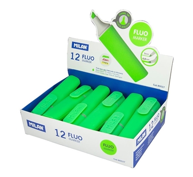 [122877] MILAN MARCADOR FLUORESCENTE FLUO VERDE PUNTA BISELADA - EXPOSITOR 12U