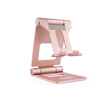 [121746] TooQ - Soporte de sobremesa ajustable para teléfono / tablet hasta 10” - Rosa Velvet