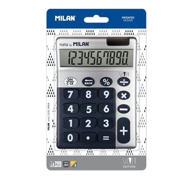 [122910] MILAN CALCULADORA AZUL SILVER 10 DIGITOS DUAL BLISTER