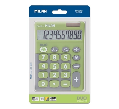 [122905] MILAN CALCULADORA DUO 10 DIGITOS DUAL BLISTER VERDE