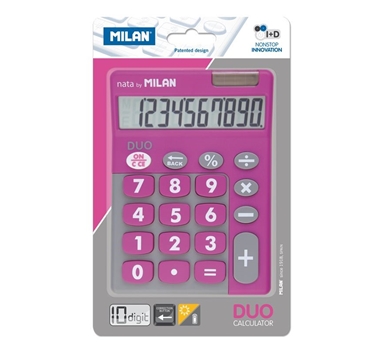 [122904] MILAN CALCULADORA TOUCH DUO 10 DIGITOS DUAL BLISTER ROSA