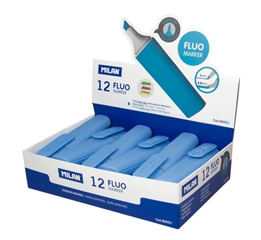 [122879] MILAN MARCADOR FLUORESCENTE FLUO AZUL PUNTA BISELADA - EXPOSITOR 12U