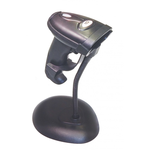 [102586] 10POS - Escáner de código de barras LS-270UN, Laser, Manual o Sobremesa, Lectura automática o con pulsador, USB, Negro - Incluye soporte