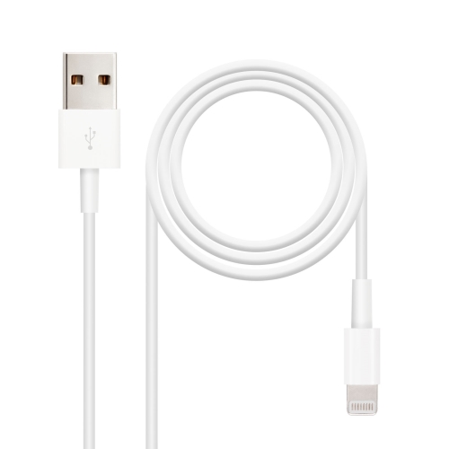 [105081] Nanocable - Cable Apple LIGHTNING IPHONE a USB 2.0 de 2m conexión IPHONE LIGHTNING-USB A/M para carga y datos Iphone - color BLANCO