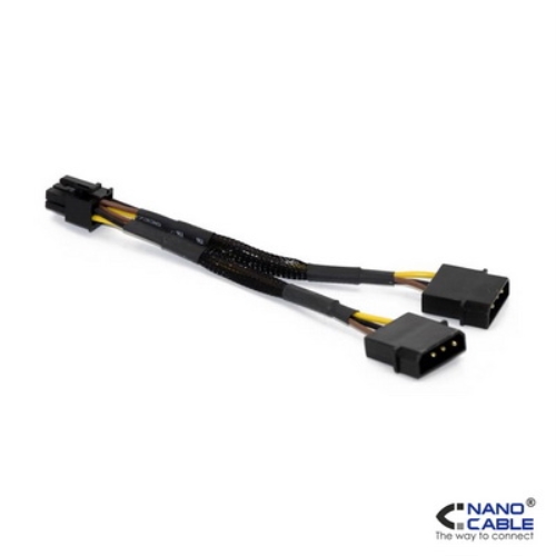 [105114] Nanocable - Cable alimentación tarjeta gráfica de 20cm conexión 2X5.25"/M-PCI-E(MOLEX 6+2PIN)/M