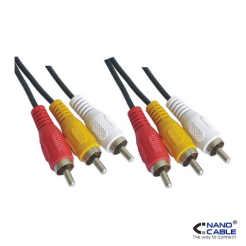 [105155] Nanocable - Cable de audio y video RCA de 1,8m conexión 3xRCA/M-3xRCA/M