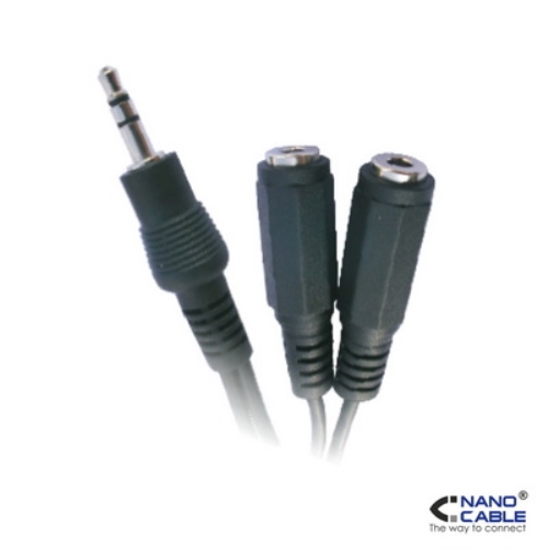 [105157] Nanocable - Cable duplicador audio minijack de 15cm conexión 2x3.5/H-3.5/M - Duplica salida de audio