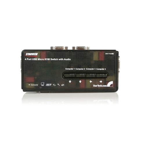 [105001] StarTech.com Juego de Conmutador Switch KVM 4 Puertos Vídeo VGA USB 2.0 con Cables y Audio - 4 Ordenador(es) - 4 x USB - 1 x VGA