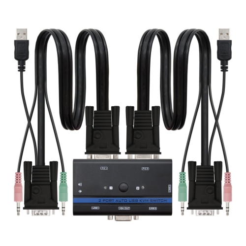 [105083] Nanocable - KVM SWITCH VGA USB para controlar 2PC con 1 Monitor+ 1 Teclado + 1 Ratón - Cables incluidos