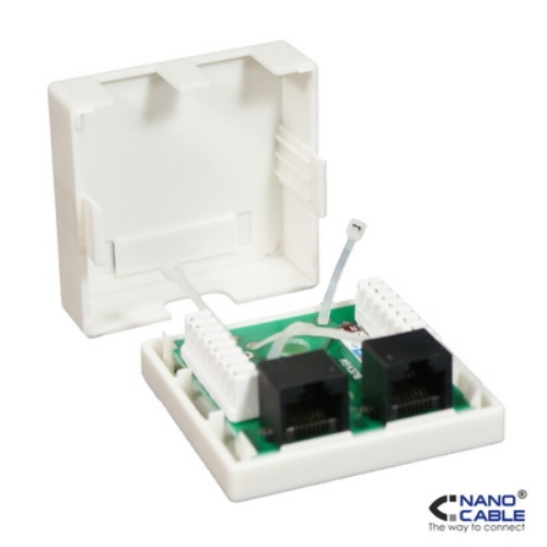 [105143] Nanocable - Roseta de superficie RJ45 CAT.6 UTP 2 tomas - color BLANCO
