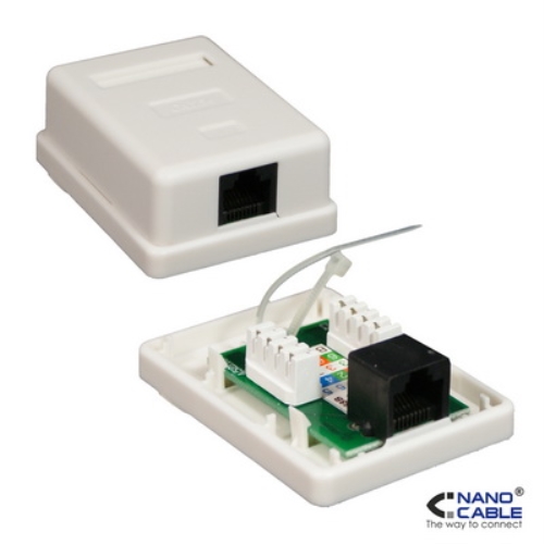 [105142] Nanocable - Roseta de superficie RJ45 CAT.6 UTP 1 toma - color BLANCO