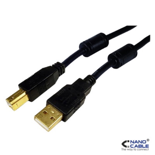 [106660] Nanocable - Cable USB 2.0 Impresora con ferrita A/M-B/M negro 5m