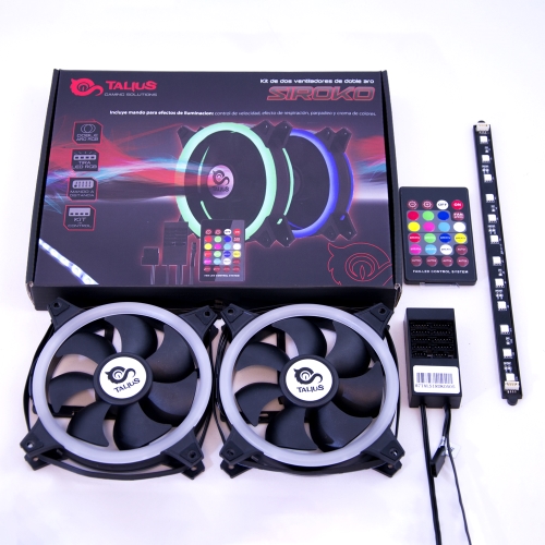 [109023] Talius - Kit Ventiladores Siroko - 2 Ventiladores 12 cm RGB + Tira LED + Controlador remoto