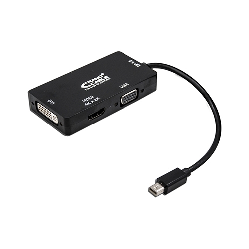 [110331] Nanocable - Conversor MiniDisplayport a VGA / DVI / HDMI - 3 en 1 - 15cm - Negro