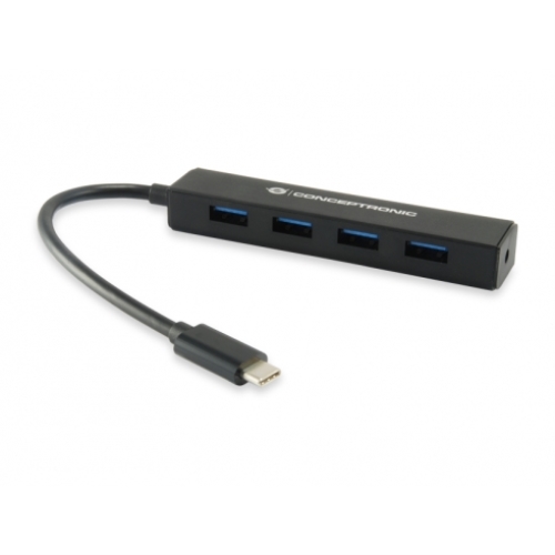 [110295] Conceptronic - Hub USB 3.1 Tipo-C a 4 USB - Diseño compacto - Negro