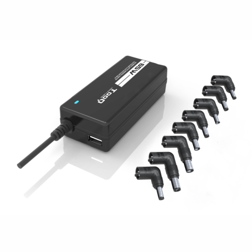 [111061] TooQ - Cargador de portatil universal TQLC-65BS02AT - 65W -  1xUSB - 8 Conectores - Selector automatico 12-24v