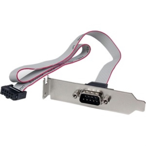 [111265] StarTech.com Adaptador de 0.4m Header Cabezal Bracket Serie Serial DB9 RS232 a IDC 10 Pines Placa Base Perfil Bajo - 1 x DB-9 Macho En Serie - 1 x IDC Hembra - Gris