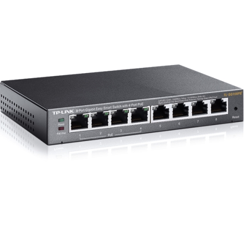 [110964] TP-Link - Switch TL-SG108PE - 8 Puertos Gigabit 10/100/1000 - 4 puertos POE 802.03af Max 55W - Gestionable EasySmart - Carcasa Metalica