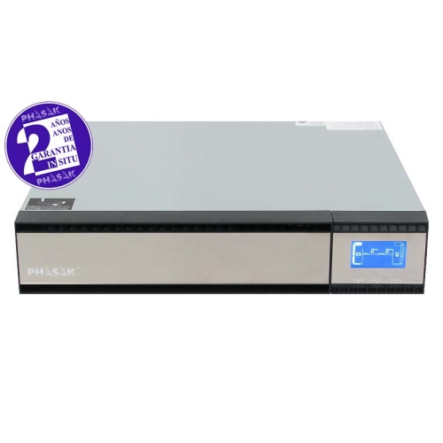 [111608] Phasak - SAI PH 9320 - Online - 2KVA/1600W - Formato Rack - 4 IEC - LCD - USB+RS232+RJ45 - Baterias 4x 9Ah