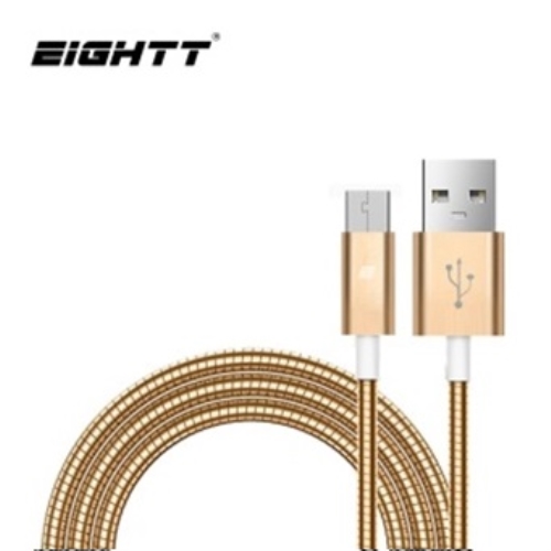 [111894] Eightt - Cable USB a MicroUSB 1.0M - Trenzado de Nylon - Color Oro