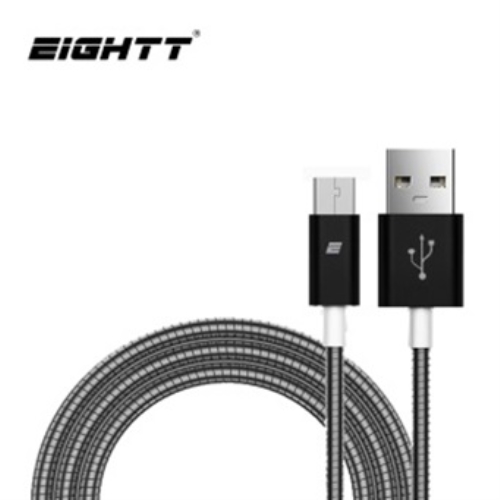[111893] Eightt - Cable USB a MicroUSB 1.0M - Trenzado de Nylon - Color Negro