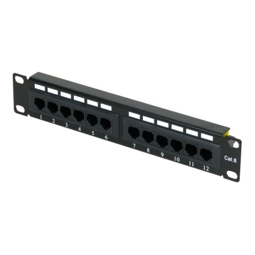 [111878] Panel de parcheo para rack 10" - 12 puertos UTP Cat6 - 1U - Negro