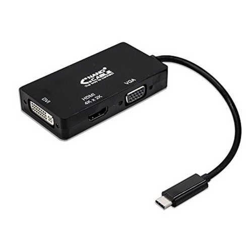[113107] Nanocable - Conversor USB-C/M a VGA-H/DVI-H/HDMI-H 2K - Negro - 10cm