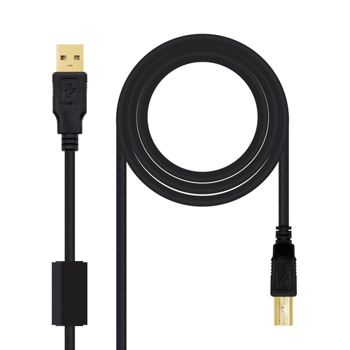 [113550] CABLE USB 2.0 IMPRESORA HQ CON FERRITA, TIPO A/M-B/M, NEGRO, 3.0 M