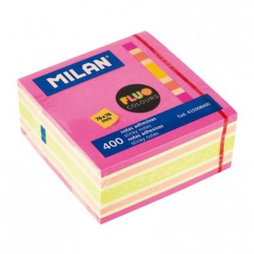 [114730] MILAN BLOC NOTAS ADHESIVAS 400 HOJAS 76X76 FLUOR ROSA/AMARILLO