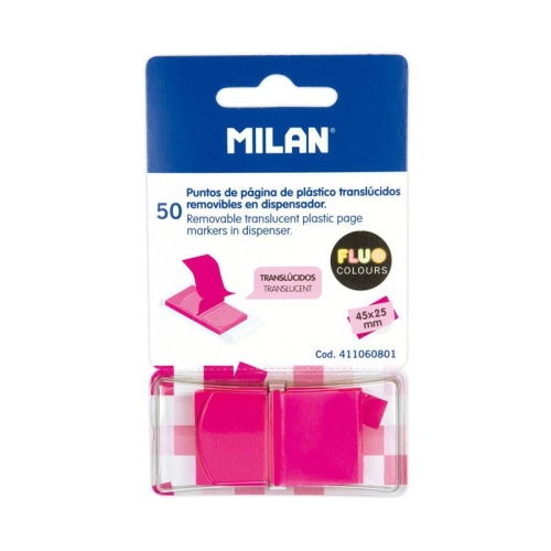 [114724] MILAN MARCADORES DE PÁGINA REMOVIBLES 50 PUNTOS 45X25MM ROSA TRASLÚCIDO