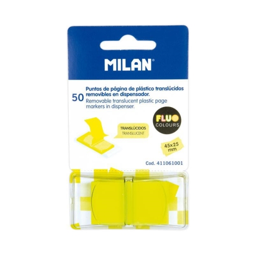 [114725] MILAN MARCADORES DE PÁGINA REMOVIBLES 50 PUNTOS 45X25MM AMARILLO TRASLÚCIDO