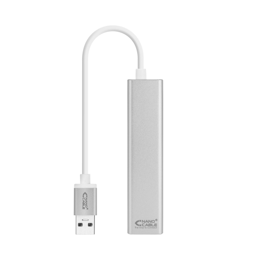 [116271] Conversor USB 3.0 a Ethernet Gigabit RJ45 + 3xUSB 3.0 - Plata - 15 cm