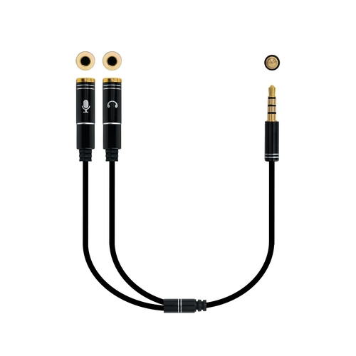 [116826] Nanocable - Cable Adaptador Audio Jack 3.5/M 4 PIN-2XJACK 3.5/H 3 PIN - Negro - 30 CM