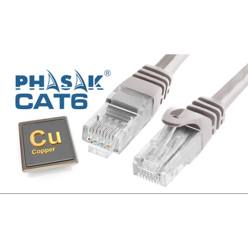 [116409] Cable de red UTP Phasak Cat. 6 Cu 1 m. gris